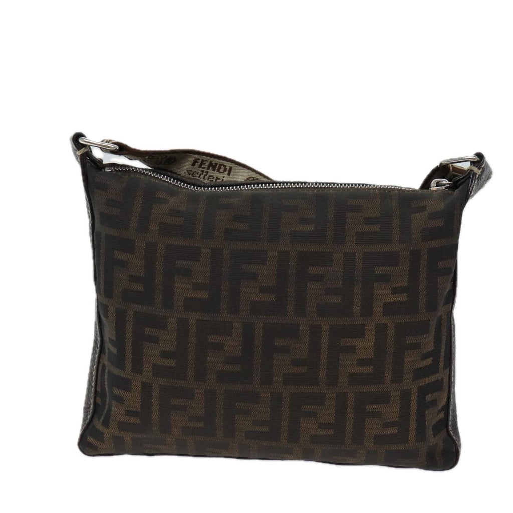FENDI Zucca Canvas Shoulder Bag Black Brownac2931