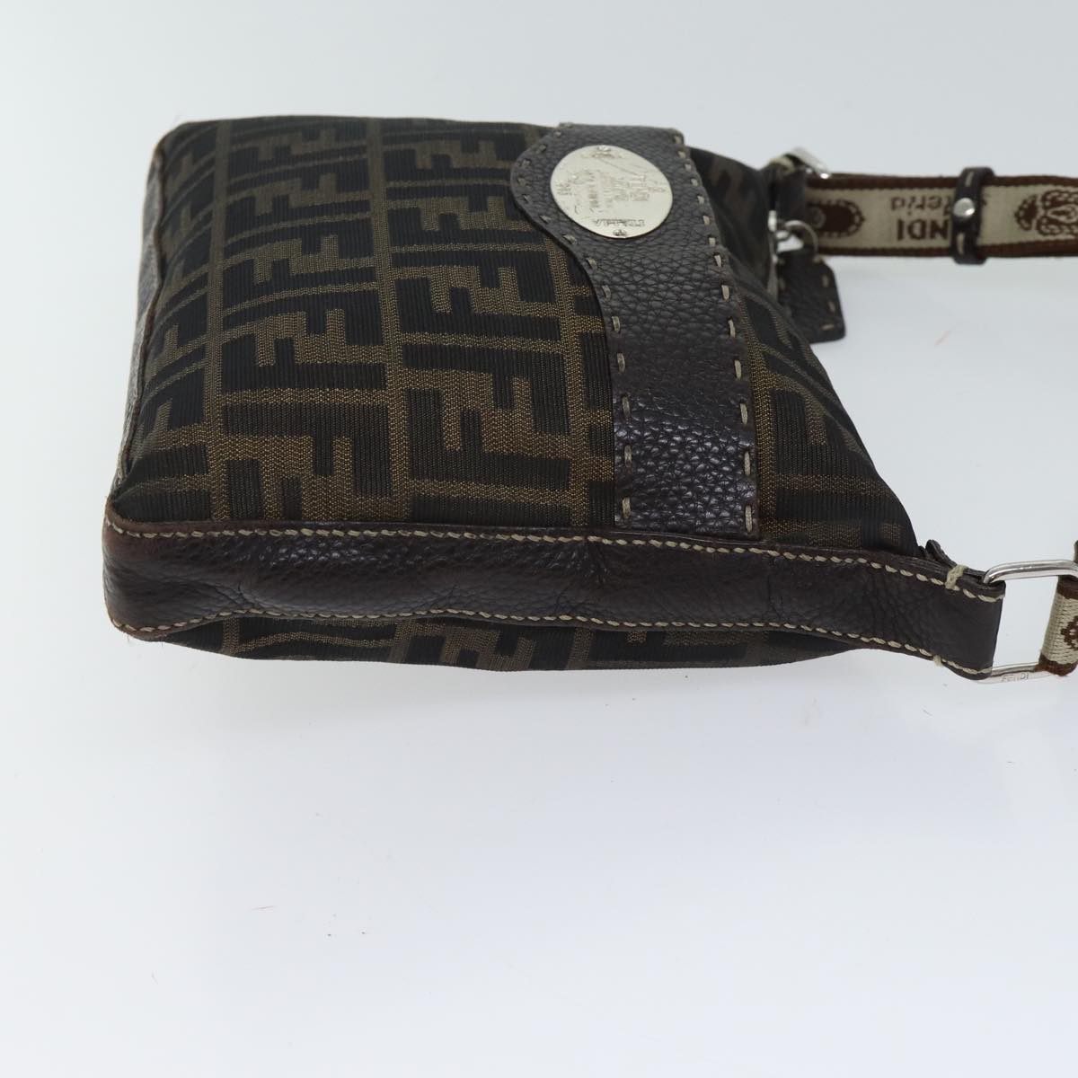 FENDI Zucca Canvas Shoulder Bag Black Brownac2931