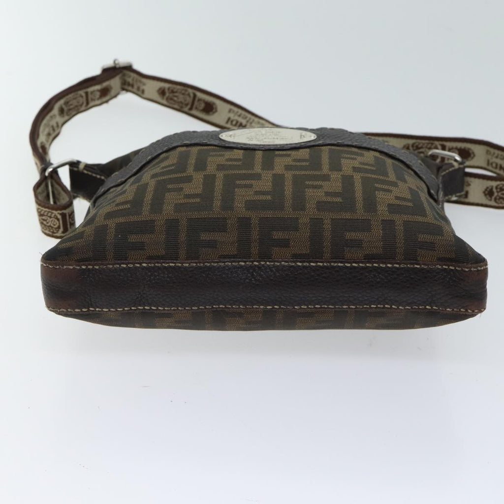 FENDI Zucca Canvas Shoulder Bag Black Brownac2931