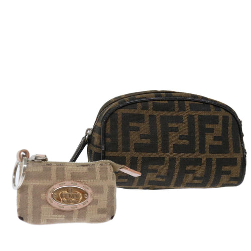 FENDI Zucca Canvas Pouch 2Set Black Beige Brownac2939