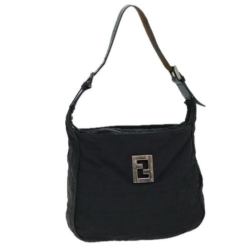 FENDI Zucca Canvas Shoulder Bag Nylon Blackac2989