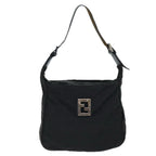 FENDI Zucca Canvas Shoulder Bag Nylon Blackac2989