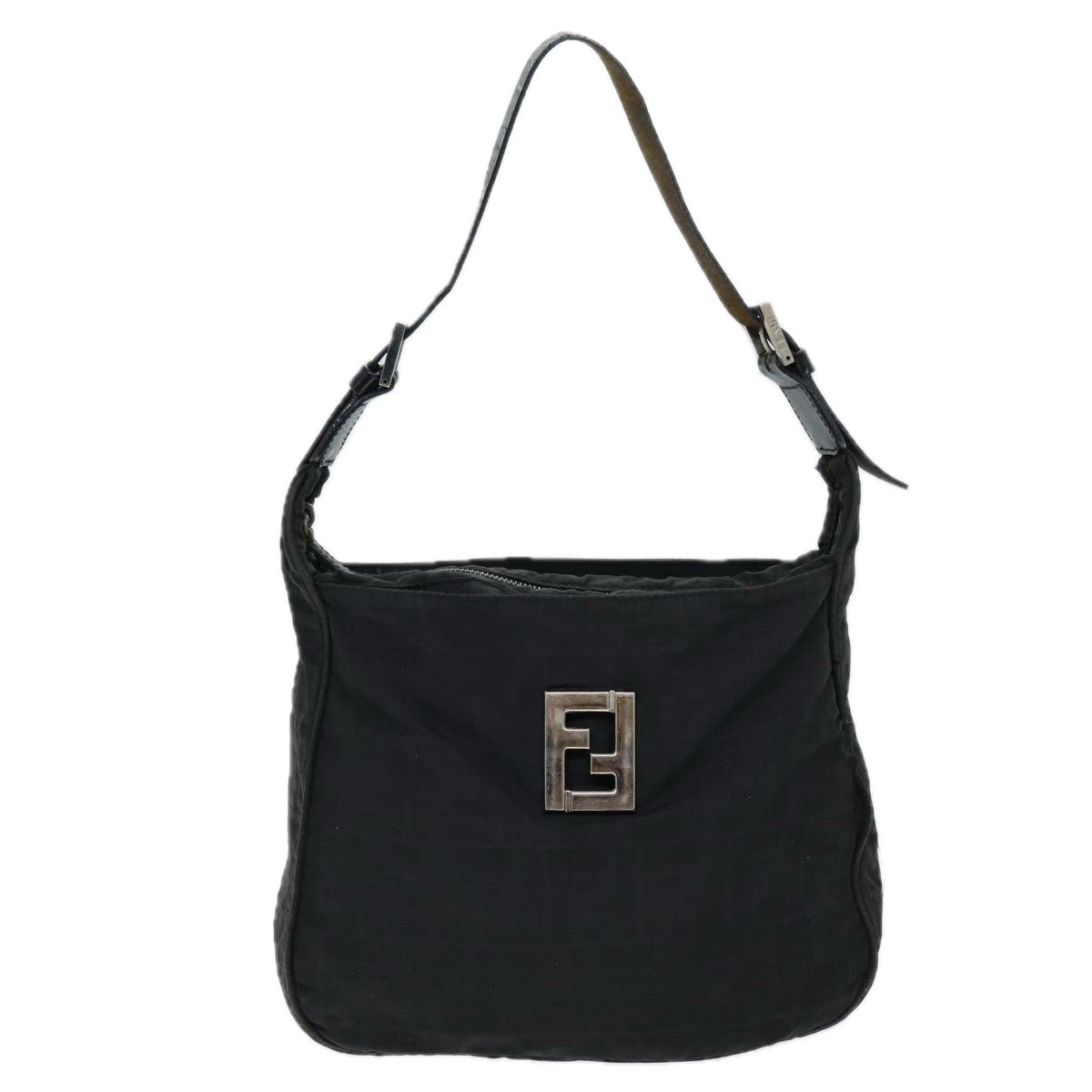 FENDI Zucca Canvas Shoulder Bag Nylon Blackac2989