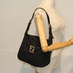 FENDI Zucca Canvas Shoulder Bag Nylon Blackac2989