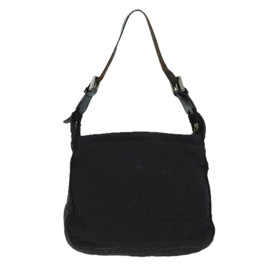 FENDI Zucca Canvas Shoulder Bag Nylon Blackac2989
