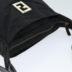 FENDI Zucca Canvas Shoulder Bag Nylon Blackac2989