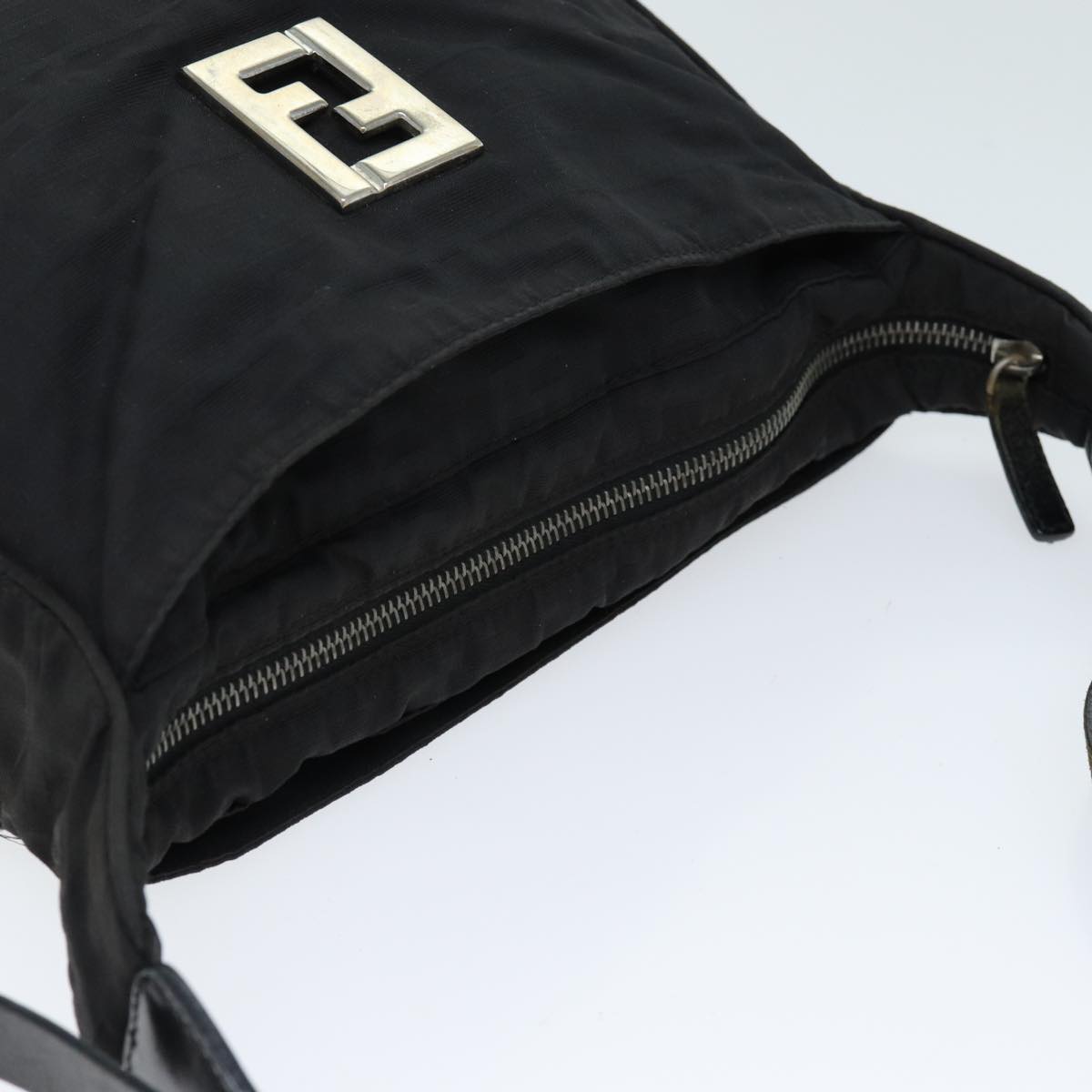 FENDI Zucca Canvas Shoulder Bag Nylon Blackac2989