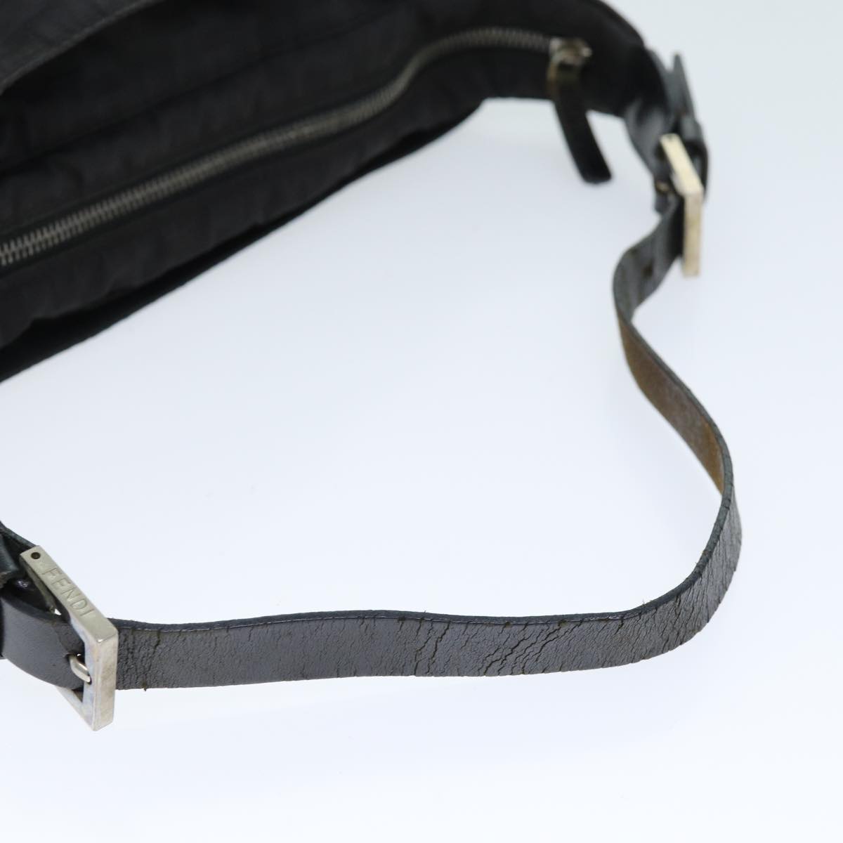 FENDI Zucca Canvas Shoulder Bag Nylon Blackac2989