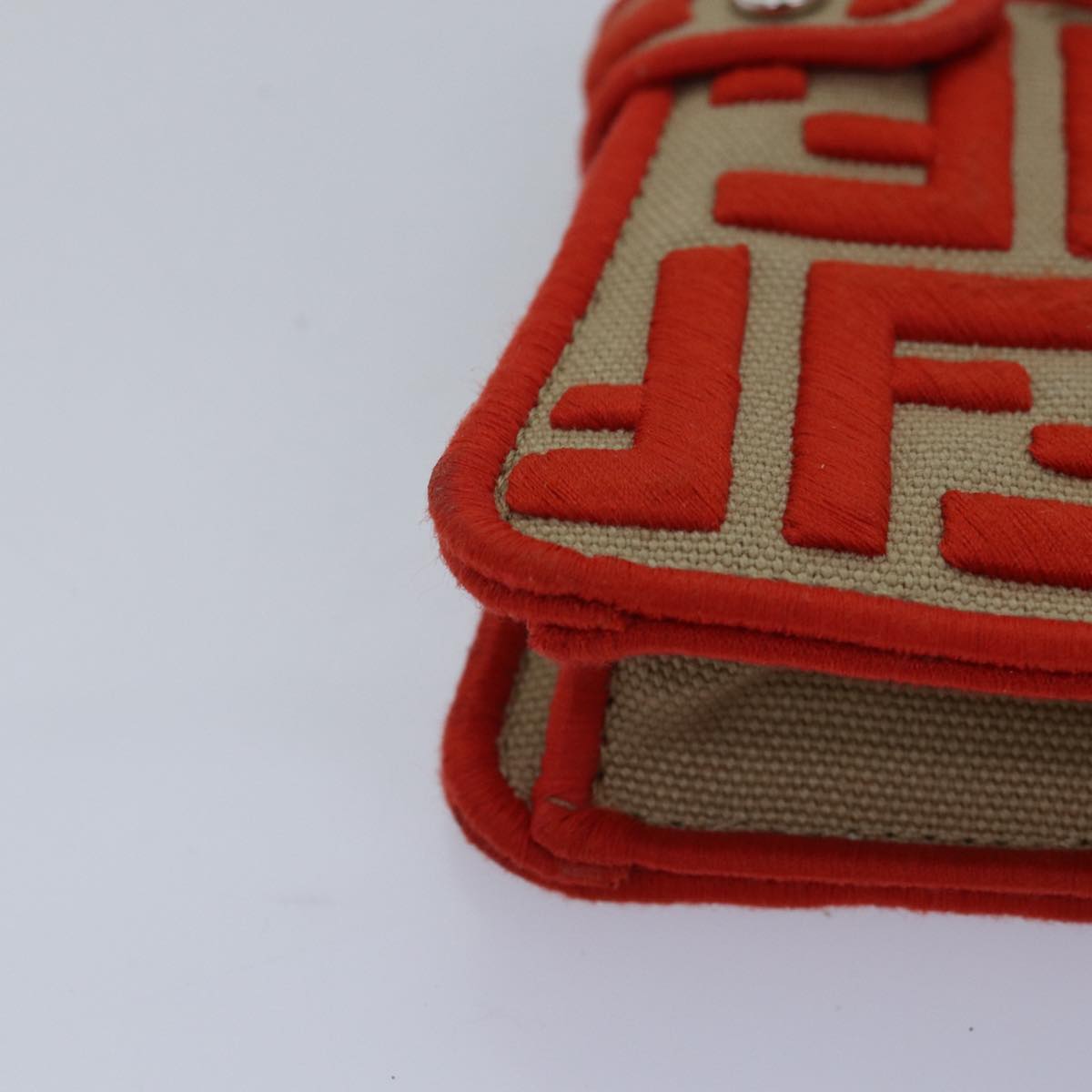 FENDI Zucca Canvas Peek A Boo Pouch Orangeac3028