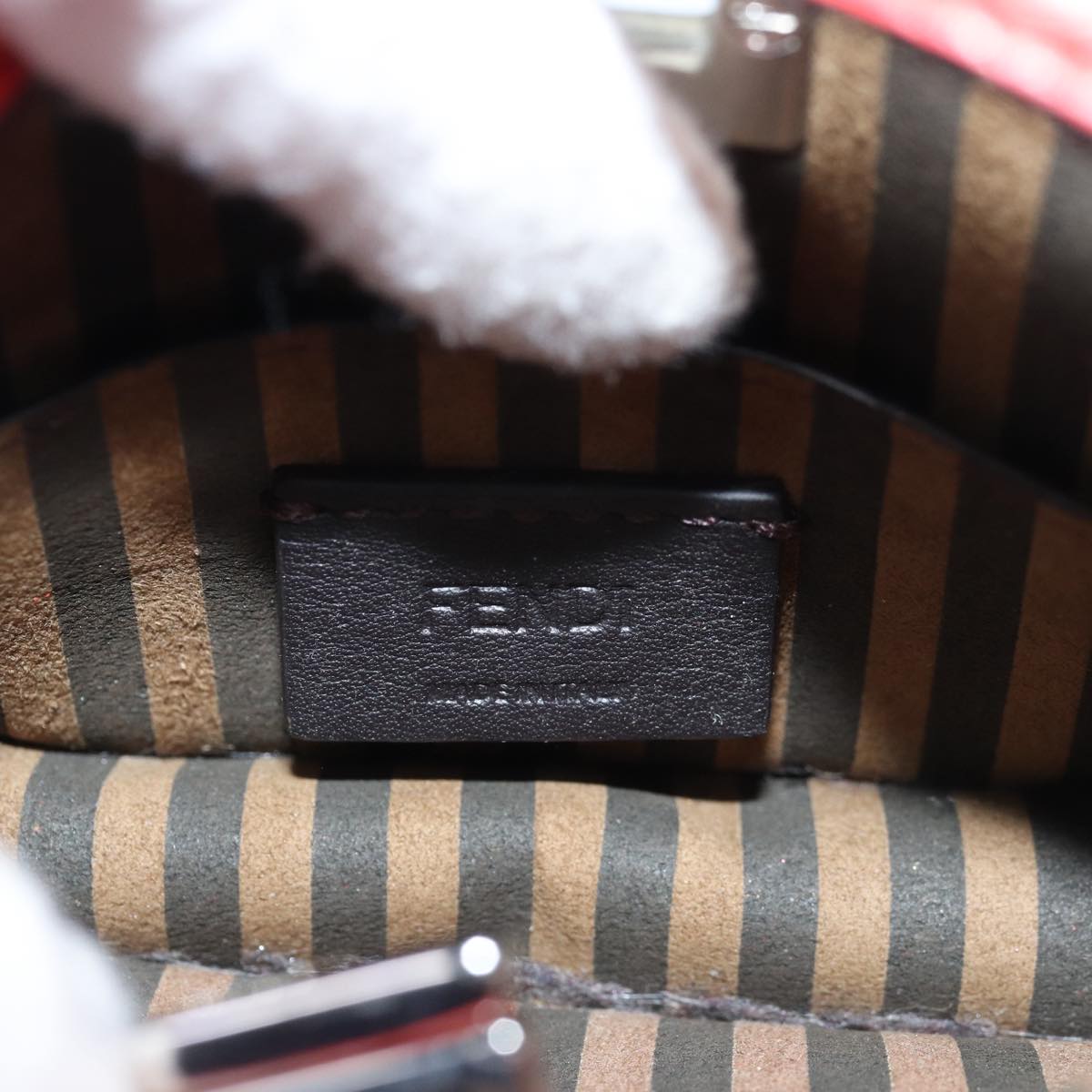 FENDI Zucca Canvas Peek A Boo Pouch Orangeac3028