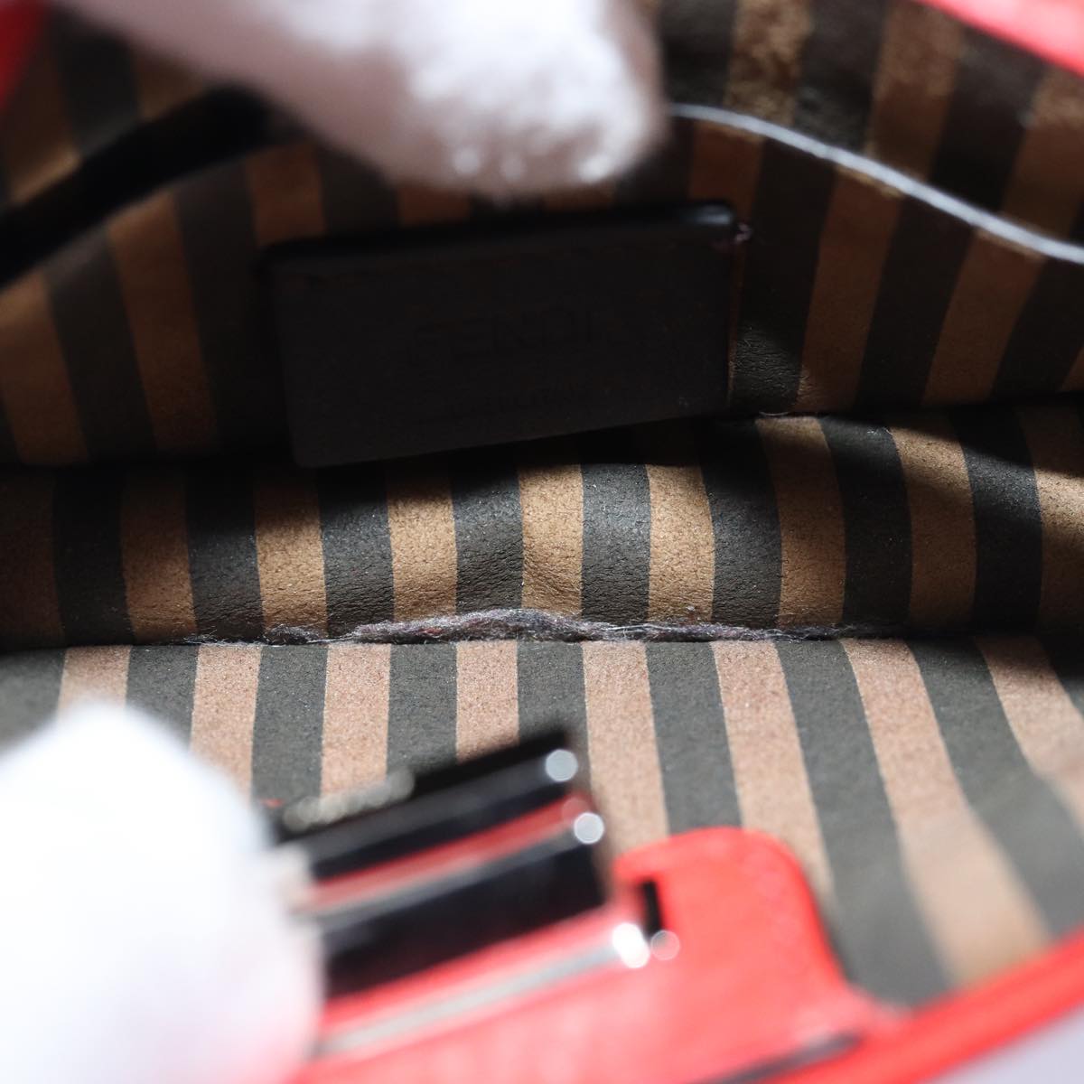 FENDI Zucca Canvas Peek A Boo Pouch Orangeac3028