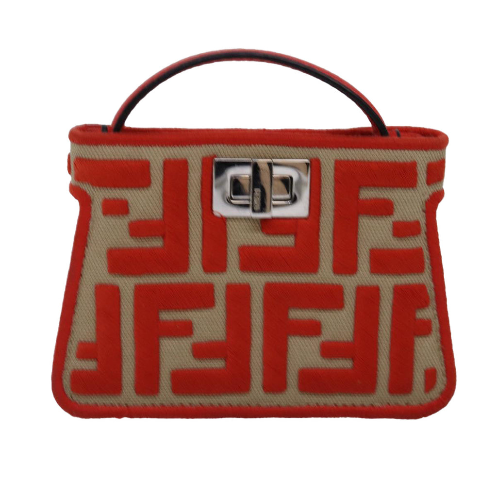 FENDI Zucca Canvas Peek A Boo Pouch Orangeac3028