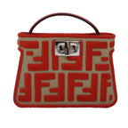 FENDI Zucca Canvas Peek A Boo Pouch Orangeac3028