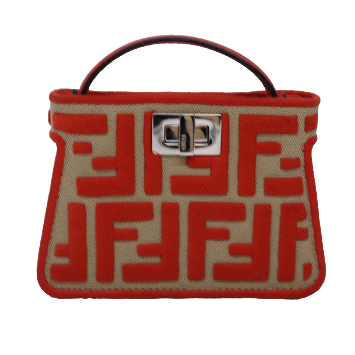 FENDI Zucca Canvas Peek A Boo Pouch Orangeac3028