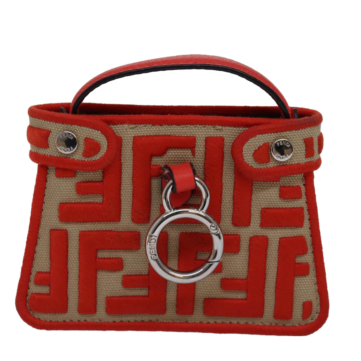 FENDI Zucca Canvas Peek A Boo Pouch Orangeac3028