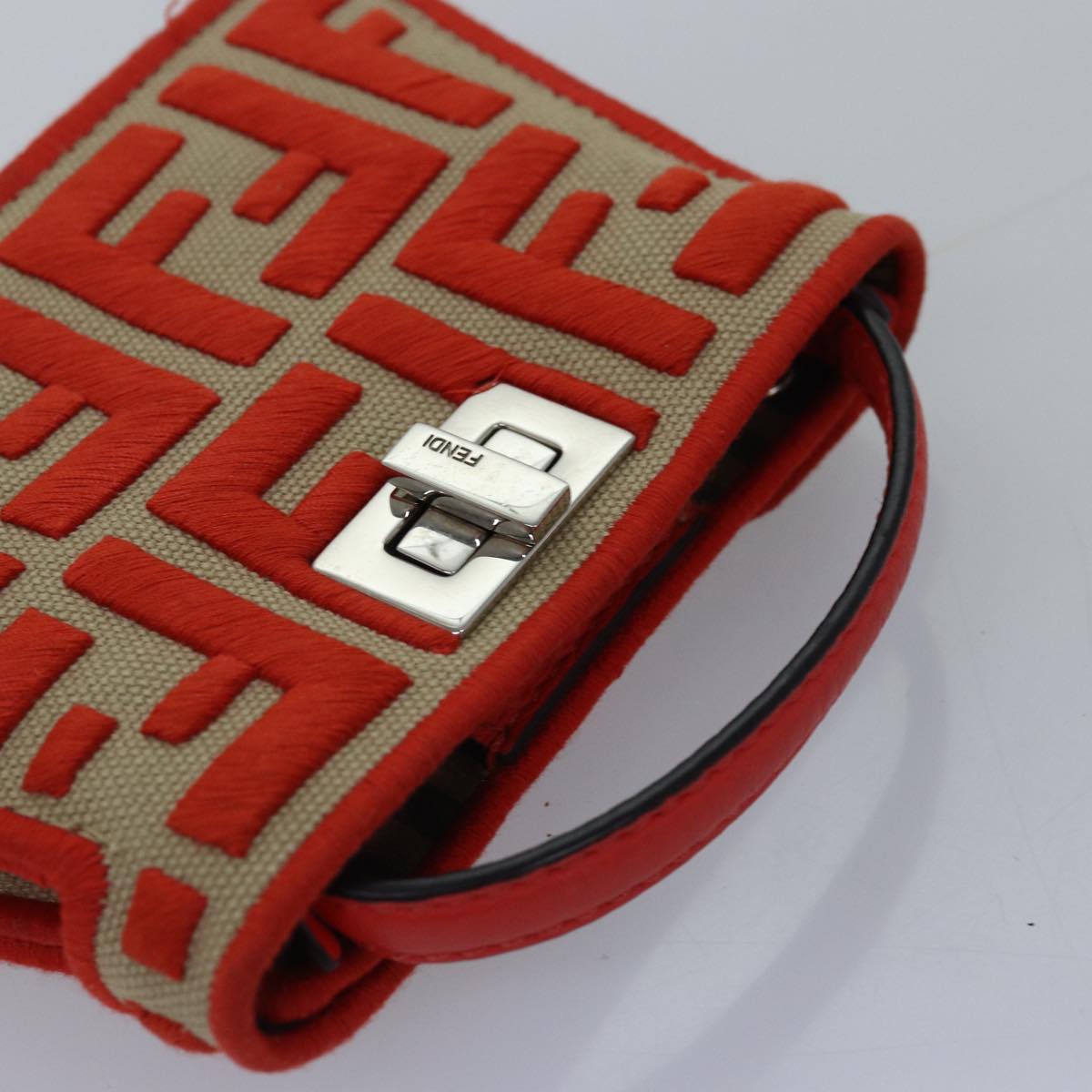 FENDI Zucca Canvas Peek A Boo Pouch Orangeac3028