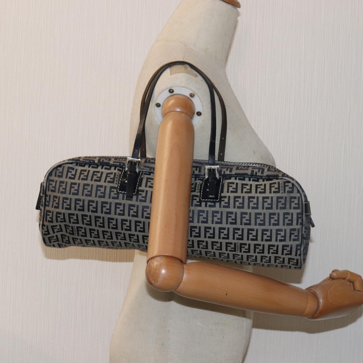 FENDI Zucchino Canvas Hand Bag Navyac3057