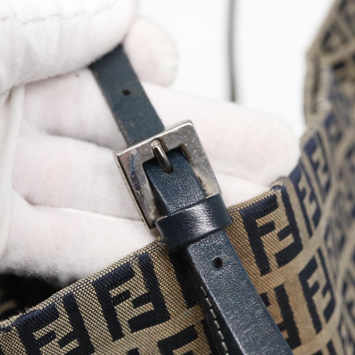 FENDI Zucchino Canvas Tote Bag Navyac3137