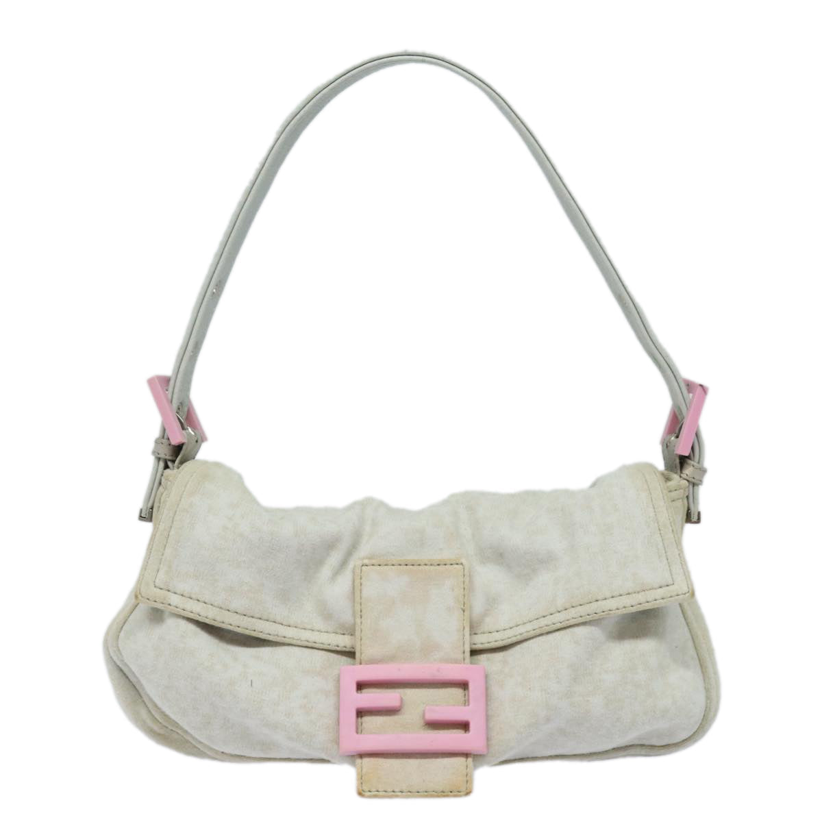 FENDI Mamma Baguette Shoulder Bag Nylon Grayac3139