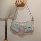 FENDI Mamma Baguette Shoulder Bag Nylon Grayac3139