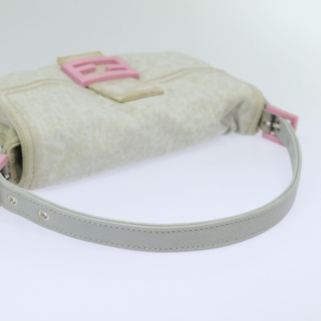 FENDI Mamma Baguette Shoulder Bag Nylon Grayac3139
