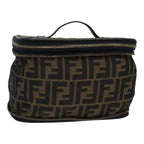 FENDI Zucca Canvas Vanity Pouch Brown Black goldac3179
