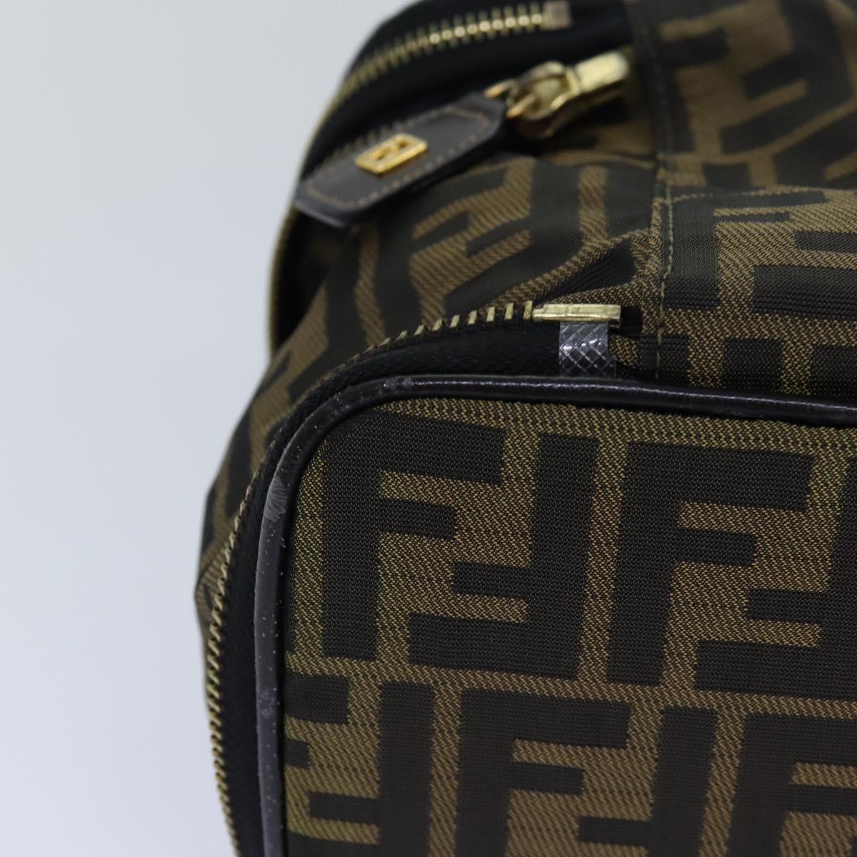 FENDI Zucca Canvas Vanity Pouch Brown Black goldac3179