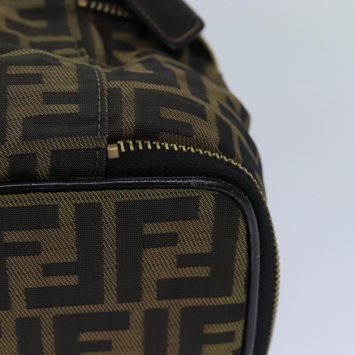 FENDI Zucca Canvas Vanity Pouch Brown Black goldac3179