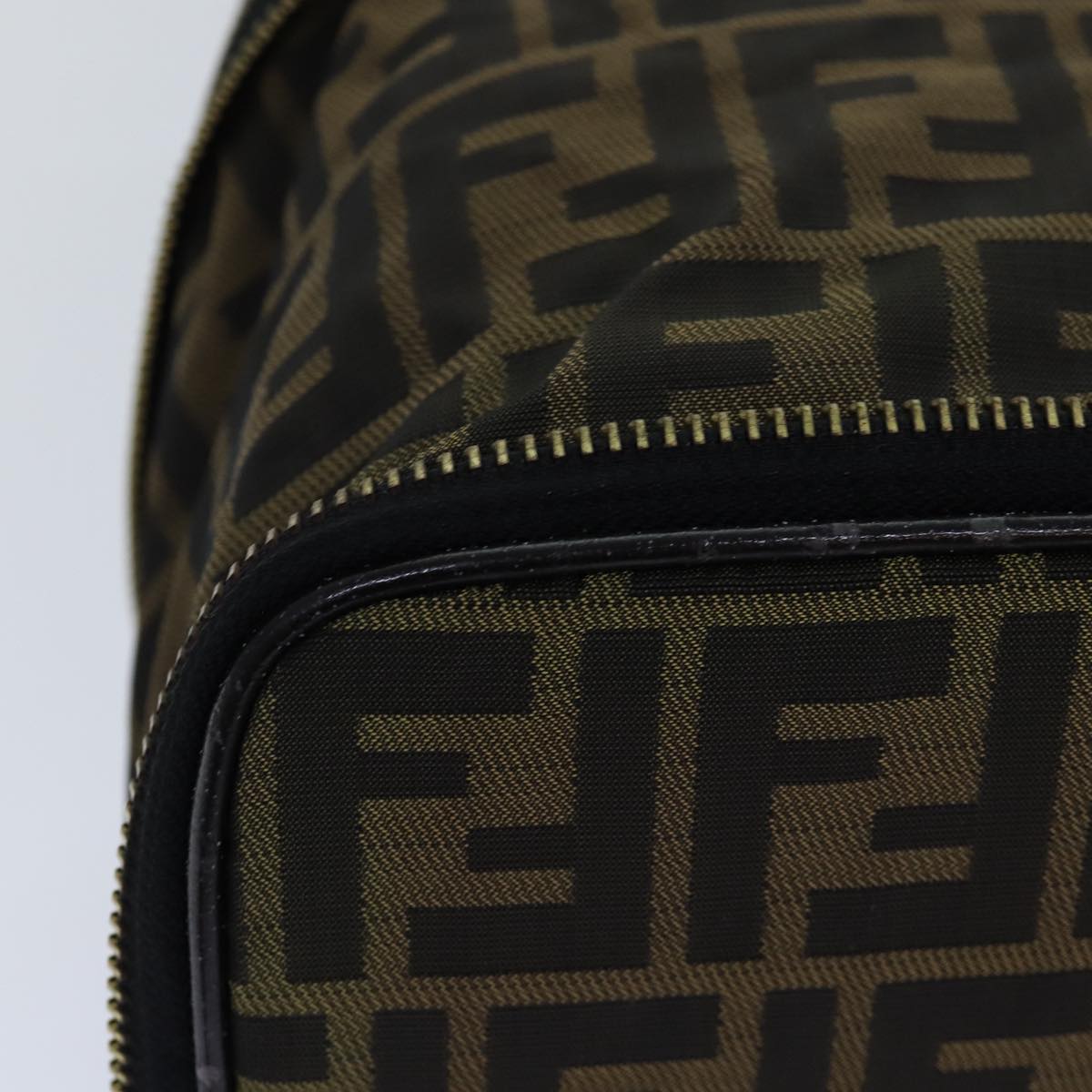 FENDI Zucca Canvas Vanity Pouch Brown Black goldac3179