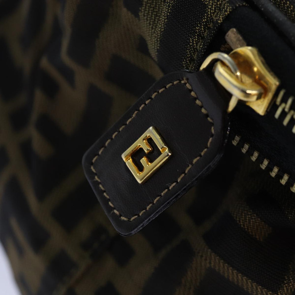 FENDI Zucca Canvas Vanity Pouch Brown Black goldac3179