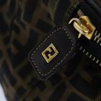 FENDI Zucca Canvas Vanity Pouch Brown Black goldac3179