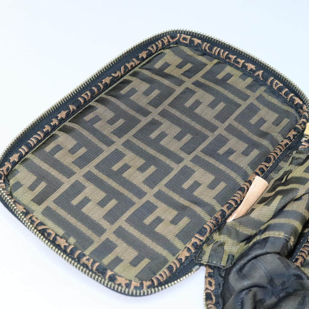 FENDI Zucca Canvas Vanity Pouch Brown Black goldac3179