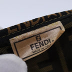 FENDI Zucca Canvas Vanity Pouch Brown Black goldac3179