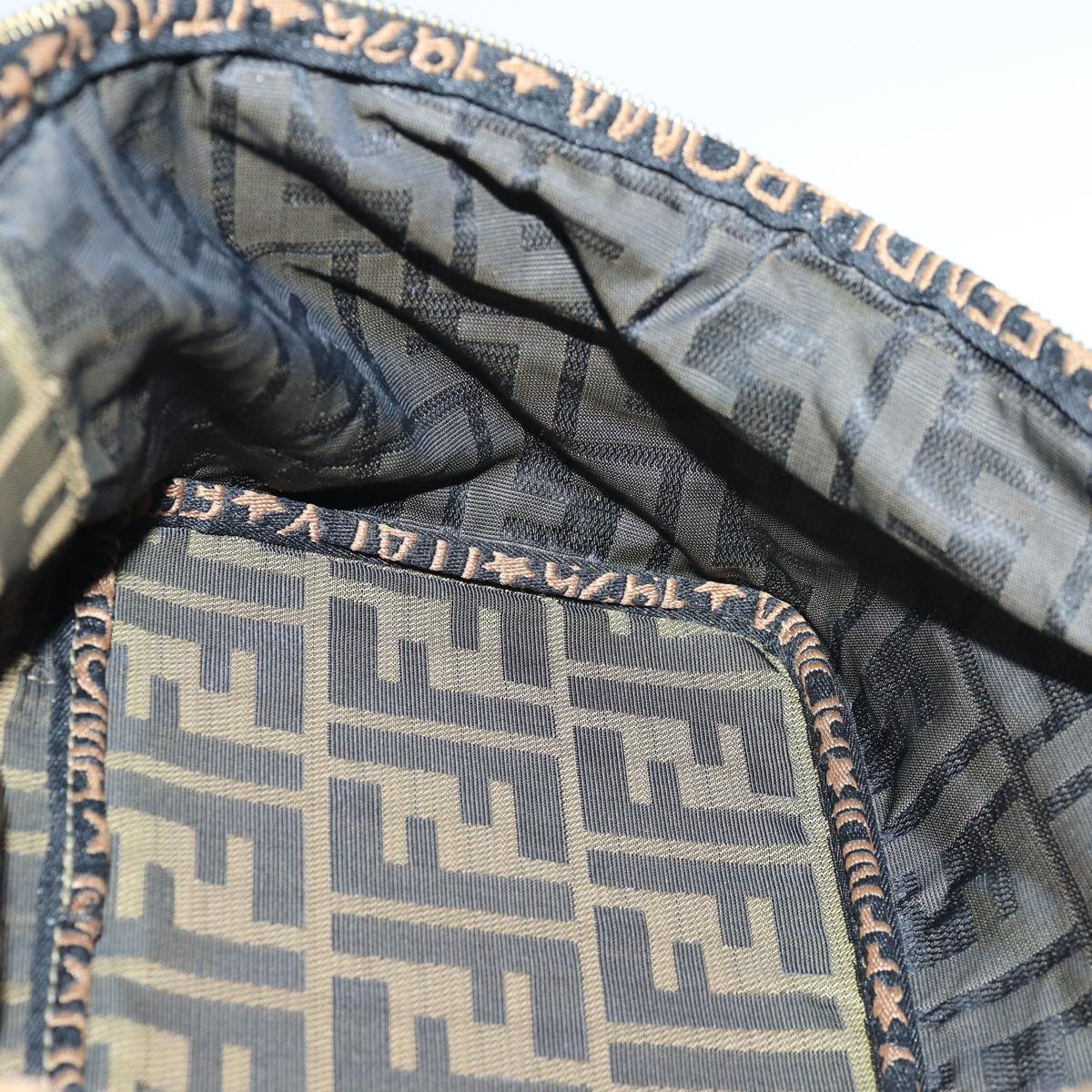 FENDI Zucca Canvas Vanity Pouch Brown Black goldac3179