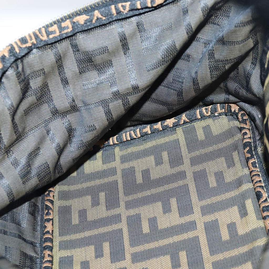 FENDI Zucca Canvas Vanity Pouch Brown Black goldac3179