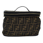 FENDI Zucca Canvas Vanity Pouch Brown Black goldac3179