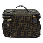 FENDI Zucca Canvas Vanity Pouch Brown Black goldac3179