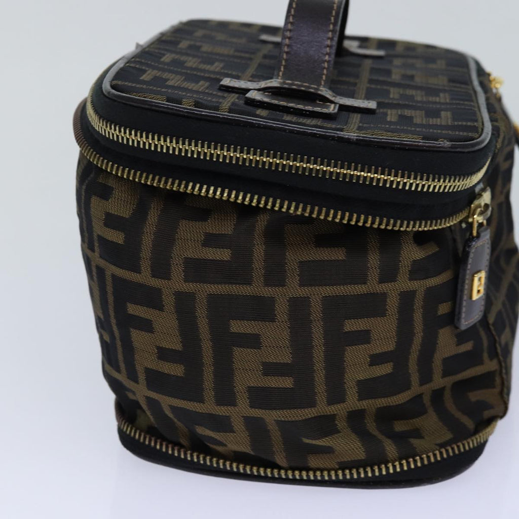 FENDI Zucca Canvas Vanity Pouch Brown Black goldac3179