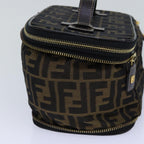 FENDI Zucca Canvas Vanity Pouch Brown Black goldac3179