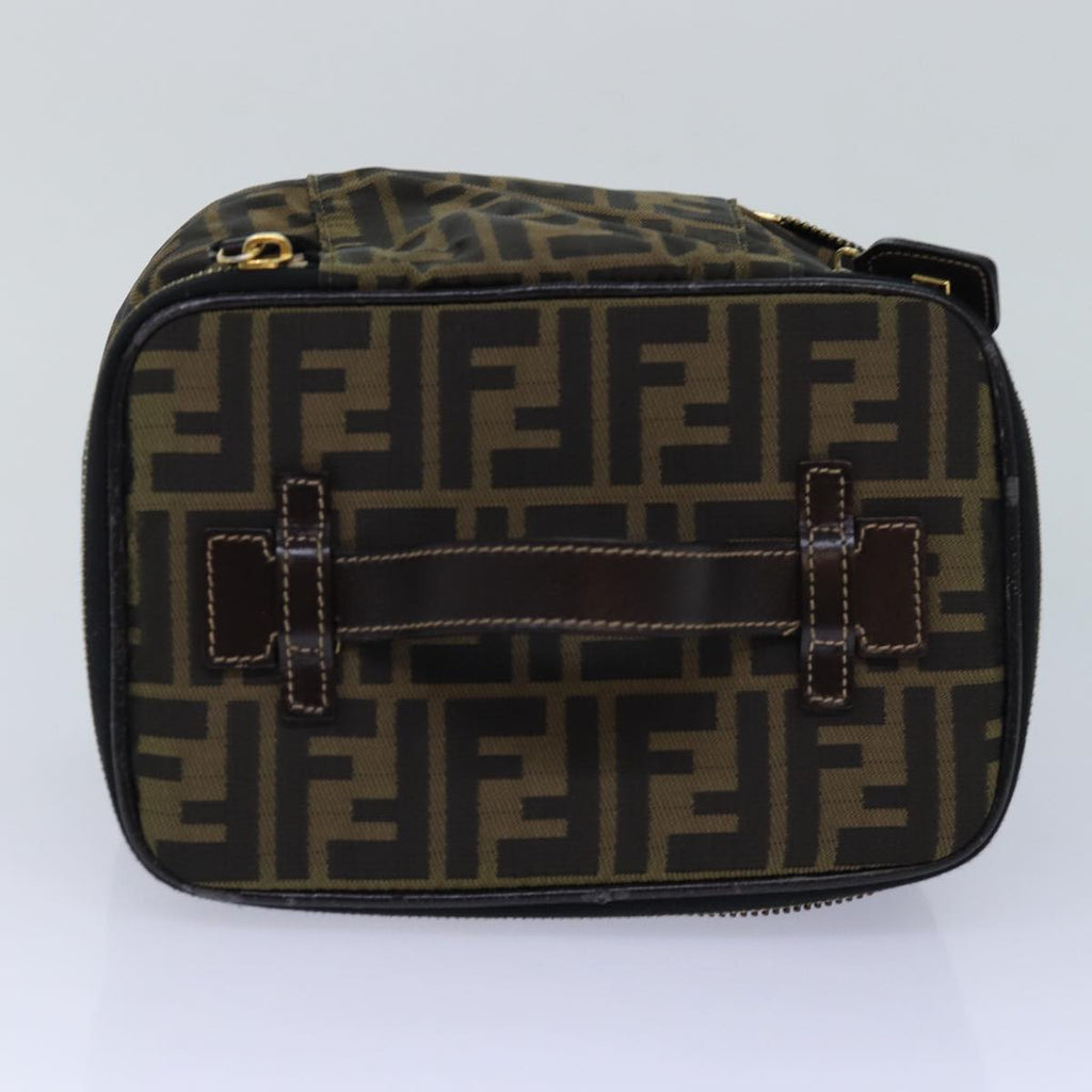 FENDI Zucca Canvas Vanity Pouch Brown Black goldac3179