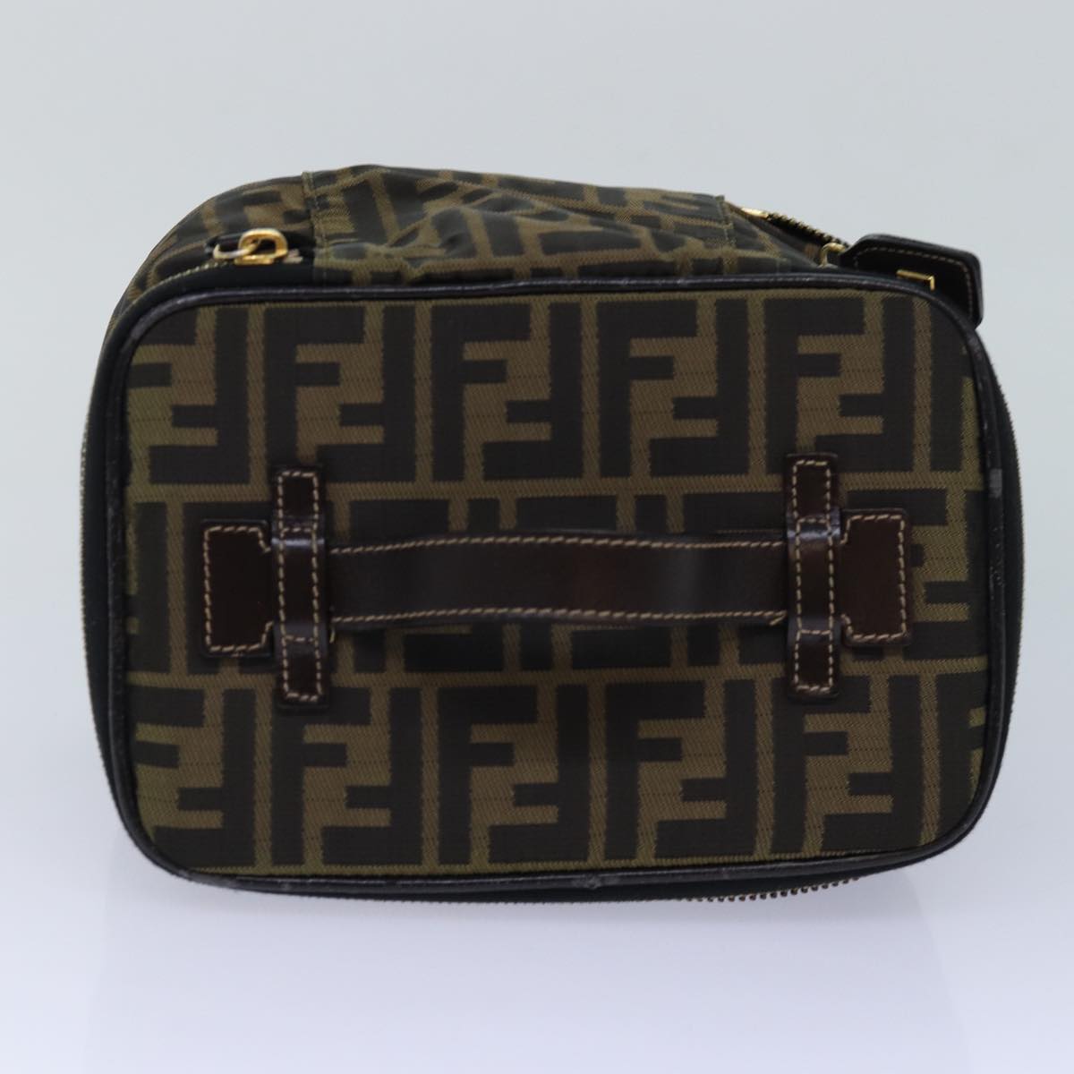 FENDI Zucca Canvas Vanity Pouch Brown Black goldac3179