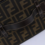 FENDI Zucca Canvas Vanity Pouch Brown Black goldac3179