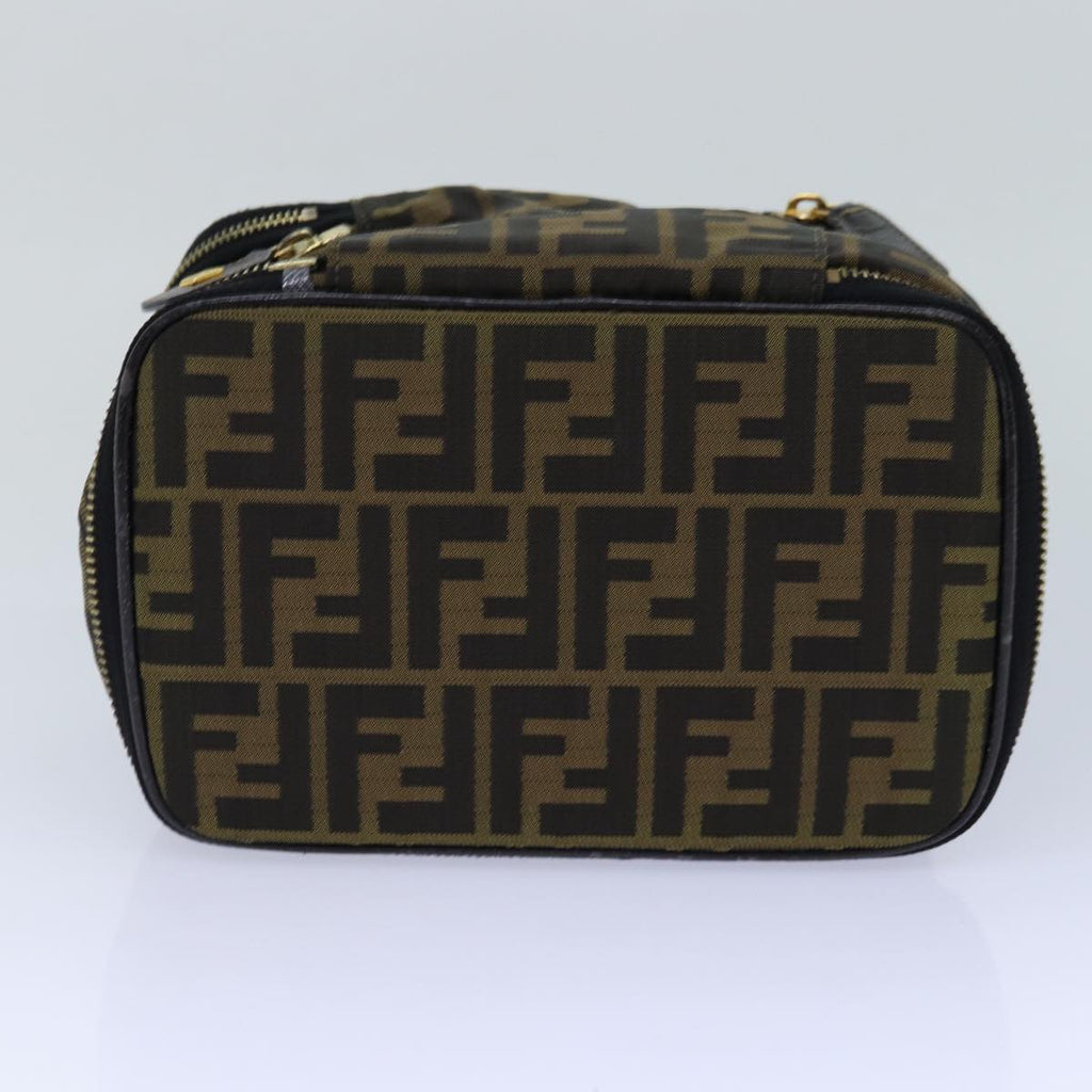 FENDI Zucca Canvas Vanity Pouch Brown Black goldac3179