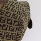 FENDI Zucchino Canvas Shoulder Bag Beige Goldac3210
