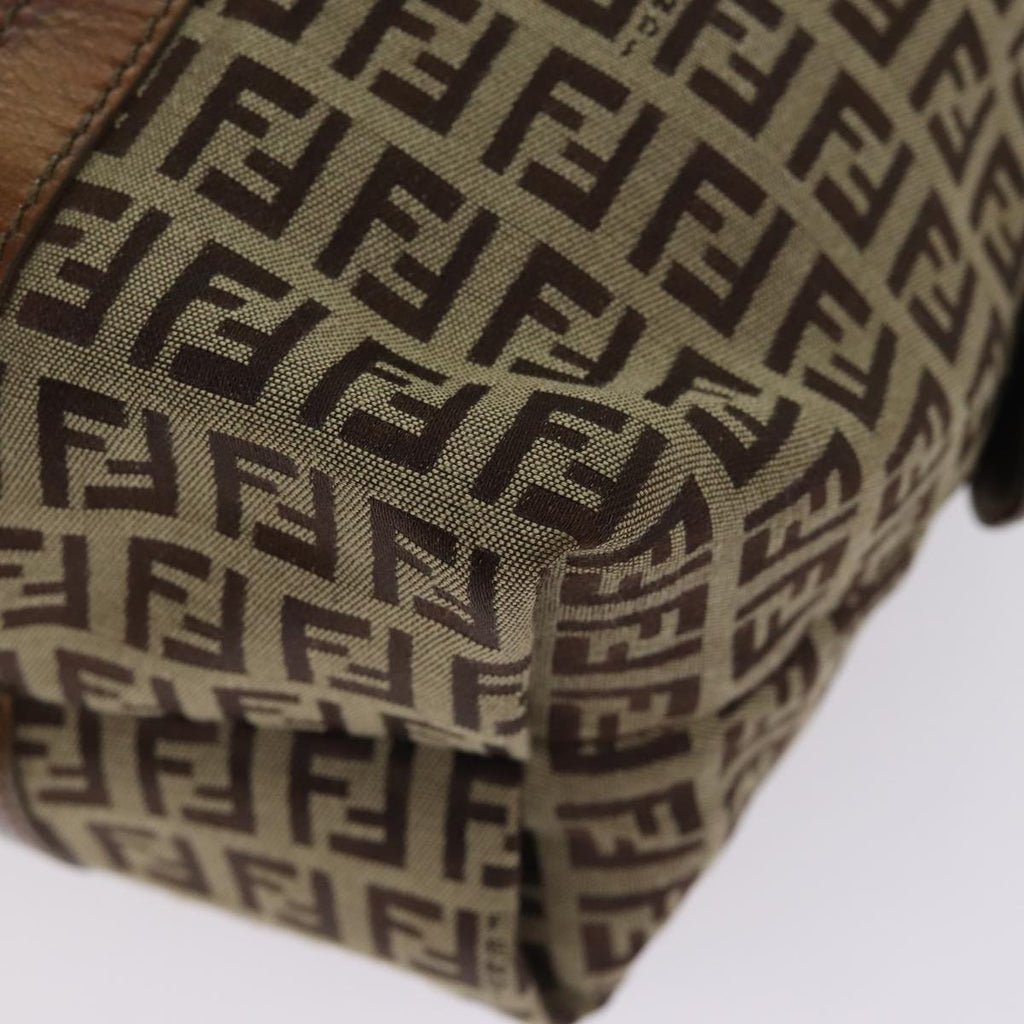 FENDI Zucchino Canvas Shoulder Bag Beige Goldac3210