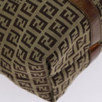 FENDI Zucchino Canvas Shoulder Bag Beige Goldac3210