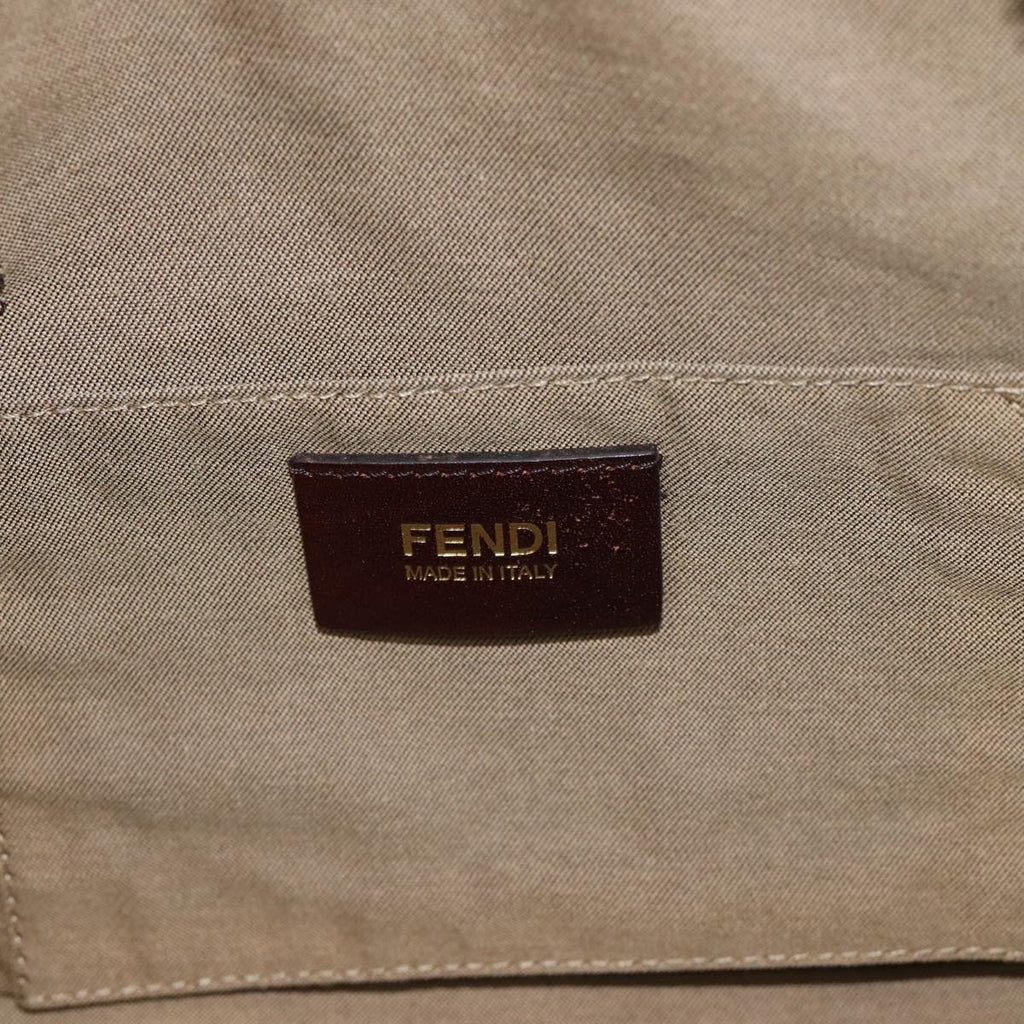 FENDI Zucchino Canvas Shoulder Bag Beige Goldac3210