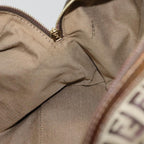 FENDI Zucchino Canvas Shoulder Bag Beige Goldac3210