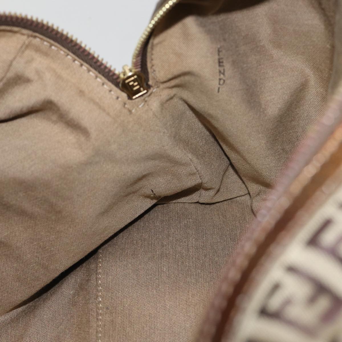 FENDI Zucchino Canvas Shoulder Bag Beige Goldac3210