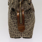 FENDI Zucchino Canvas Shoulder Bag Beige Goldac3210